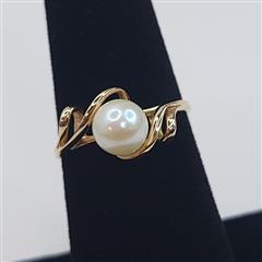 14K YELLOW GOLD SYNTHETIC PEARL RING S1.8G SIZE 7